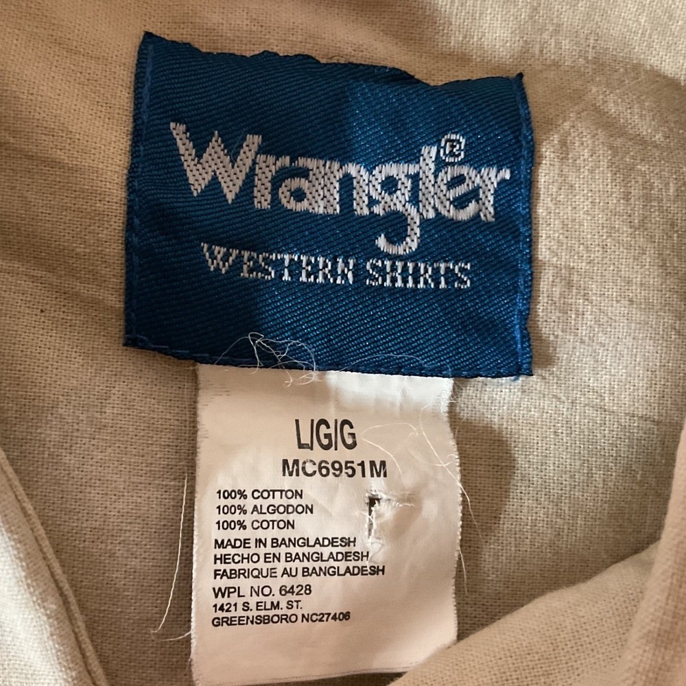 Wrangler Men's Collared Long Sleeve Western Cowboy Horse Pearl Snap Shirt Size L - Picture 8 of 10
